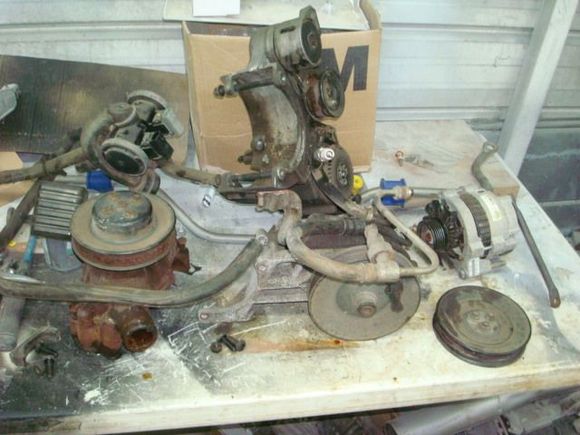Bench full of parts. I already had most of this but doesnt hurt to have spares.