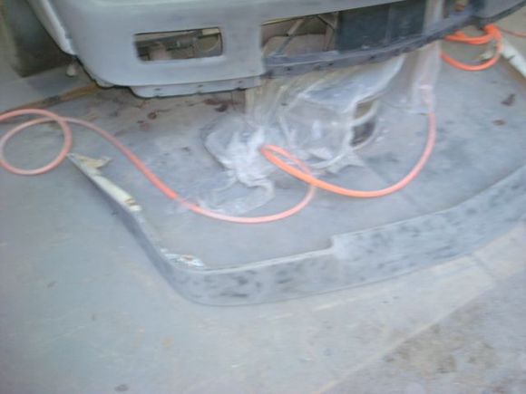Lower spoiler had to be stripped all the way to the urethane, not sure just yet if it can be repaired.