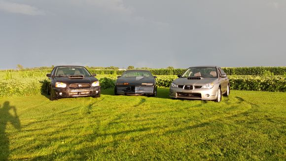 Before the rebuild, friends 04 WRX, my 84, and my 06 WRX