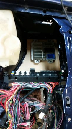 Sizing up the Drivers battery tray/Evap canister area for the relay set and ecu. A friend is going to use the template to build a polished stainless steel box and I'm using Aircraft bulkhead connectors and cable cannon plugs to terminate the wiring for the relay bank and ecu