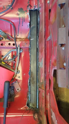 Here is where i cut the passenger floor for the 2inx3in subframe connector to pass through so it will be even with the driver side