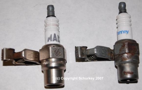 HEI spark tester on left, Ballast-resistor ignition system spark tester on right