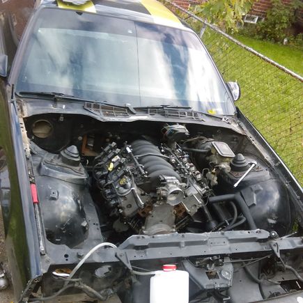 Engine in permanently. Idk about the trans though. I currently have a 4x4 4l60e and the output shaft just doesn't come out far enough. Think I'll better off with a 2wd truck trans or fbody Trans. (sigh) long journey.