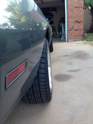 This is how close the wheel is to the fender on my stock width rear end