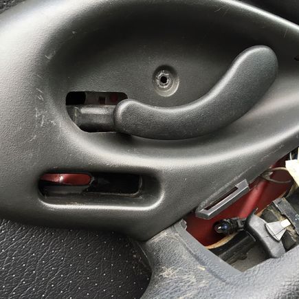 Notice that the handle is low in the opening. It was rubbing and I had to remove and reposition the handle again.