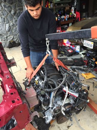 Lifting the motor. You don't need all the fancy gear to do this but it dose make the job easier..