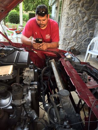 Jose wasn't even worried about the cooling system fitting..