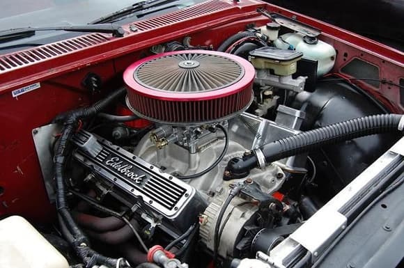 New to me 358 cid Edelbrock motor rated at 420HP 
pulled 12.82  at 107mph in the GMC sonoma that it sits in now will add BG mighty demon 750 carb, full MSD 6 digital  ingition system, Doug's long tube headers    pluss 150 hp NOS kit  hoping for 11. somthing in my new home