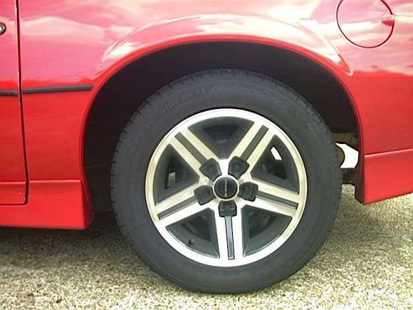Rear wheel, I had the Firestone Tech use tape weights to balance all four tires.