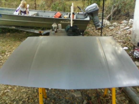 The hood primed and ready to reinstall