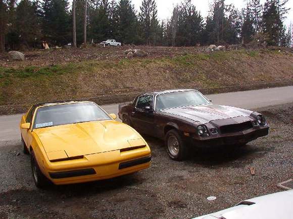 My 1989 Firebird with my 1981 Camaro Berlinetta.