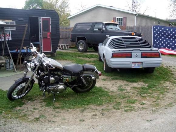 c   1996 Xl 1200 sporster custom along with an 1985 k 10 blazer