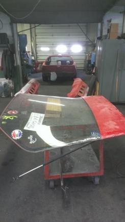 Prepping the hatch for primer.