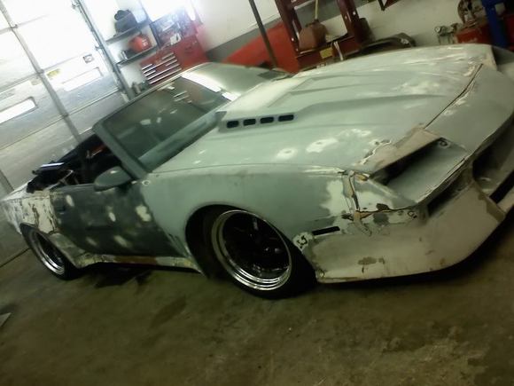 Side shot. Decided to alter the bumper mold a bit this day. Wanted to chop out the middle sectionn where the licence plate connects and do a wide open grill. Planning on turbocharging end of the year so this would make for a good open spot for an intercooler.