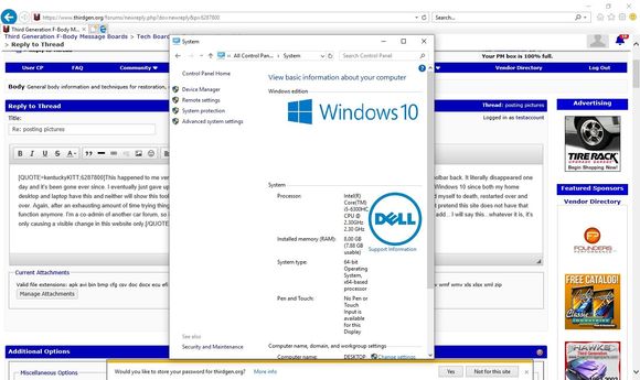 Toolbar in IE on Win 10
