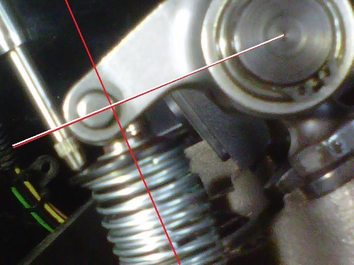 The valve is now at mid-lift. Notice the tip axis and the trunnion axis are 