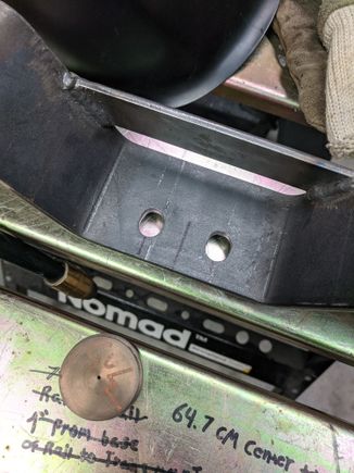 While measuring, i realized my trans mount holes were about .020" off where they needed to be. I think my engine mounts warped a little when I welded some more supports on. I suppose it wouldn't take much of a change up there to shift the trans mounts off center. 