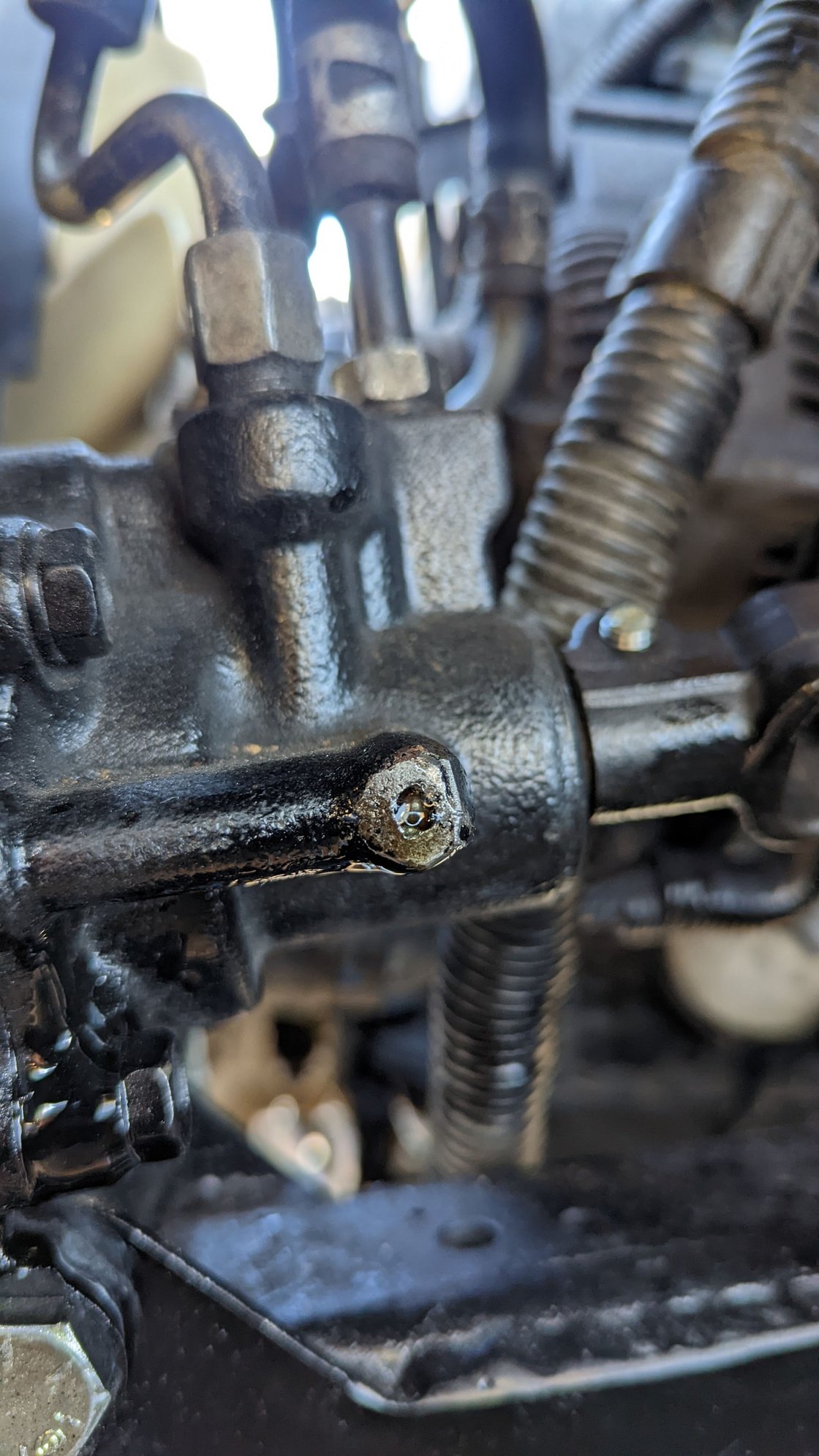 Toyota steering box leak near input shaft at small ball/check valve