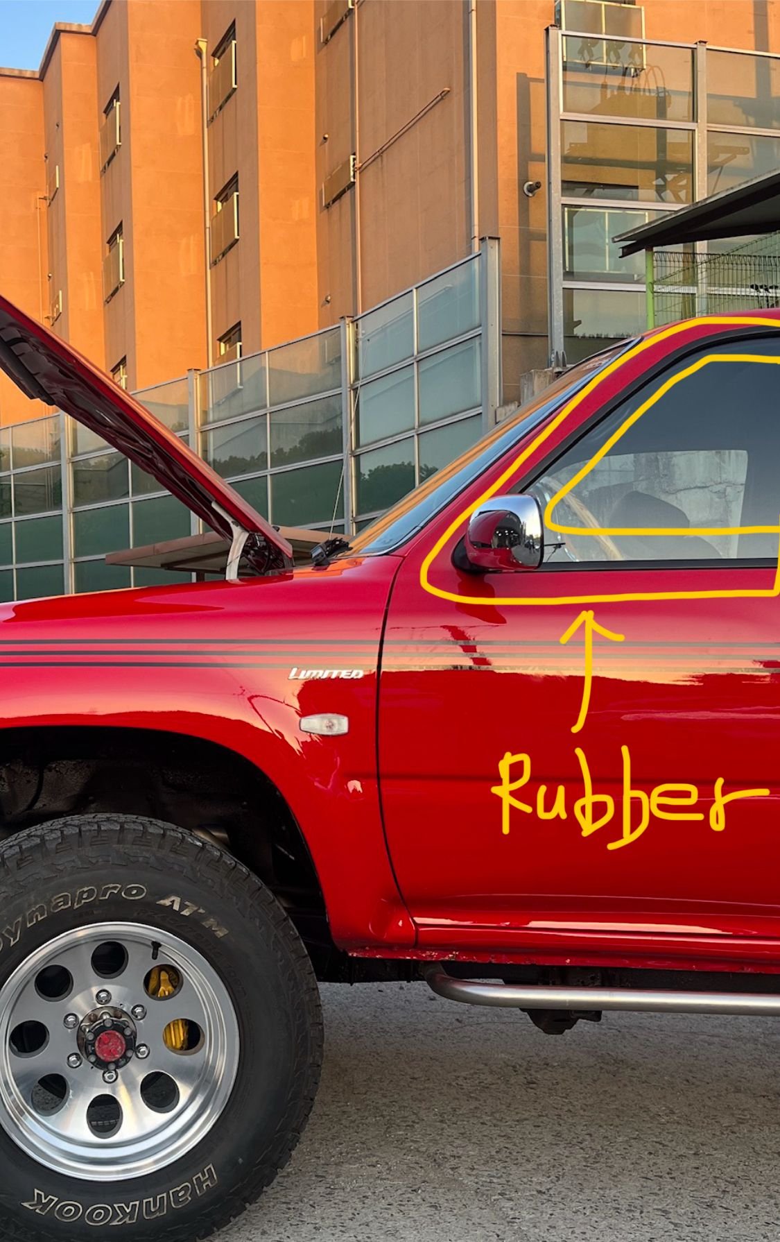 I'm talking about the rubber I'm installing here.