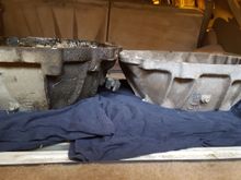 Bellhousing comparison, Stock auto 4runner on the left and the "J1" casting on the right. Stock bell housing measures 5 1/2" face to face and the J1 4 3/4