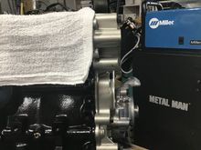 Side view of the oil pump and timing cover