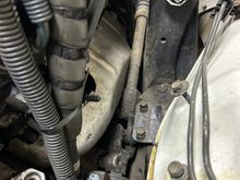 I'm not sure yet what I will do about this....maybe 2UZ tundra headers? Maybe some grinding of the mounts will help it not contact the shaft?