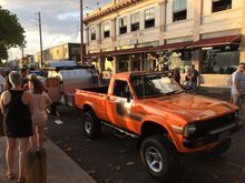 Lahaina Maui car show with custom build off road tear drop trailer