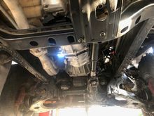 tcase skid on.  front drive shaft in.  