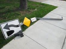 saw this on a walk.  Guess they left their calling card after they wrecked... :p