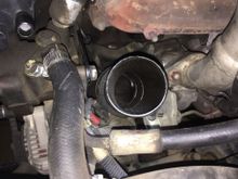 The stainless steel pipe leading to the CT20 Turbo air inlet.