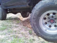 Another of the tire off the ground