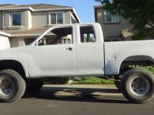 Bedlined the whole entire truck then painted over it with a single stage GMC white.