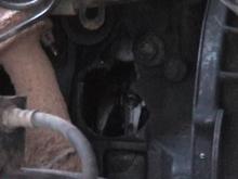 If you look close the bracing on the block below the hole is cracked also.