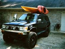 My rig with kayaks all tied up.