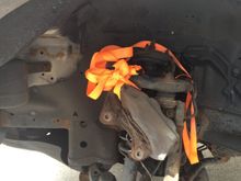 If you don't undo the brake line early in your swap, tie up the old caliper being careful with that hard line.