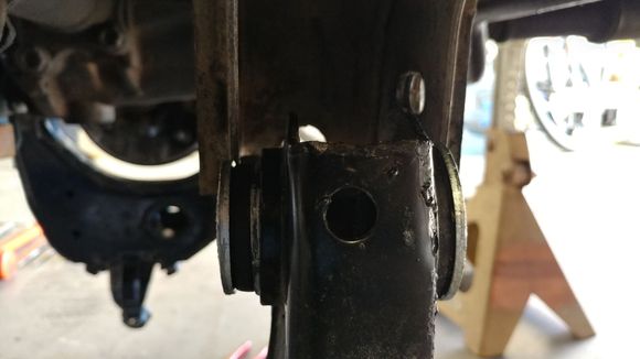 How far off the rear mount was with the front bushing in place.