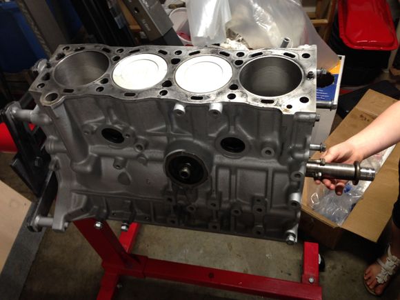 Pistons installed all went in pretty easy. Crank turns nice and smooth with everything torqued.