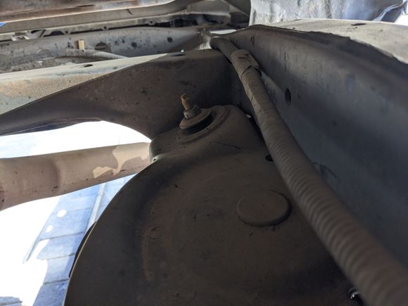 New shocks are collapsed 19 inches long. Stock mounting gives me collapses 17 inches space. SO! New I figured the easiest way to pull this off and keep stock shock geometry is to cut out these stem mounting points, fabricated 2 inches taller mounting for eye type mounts. (easier to find custom shocks with eye/eye arrangement)