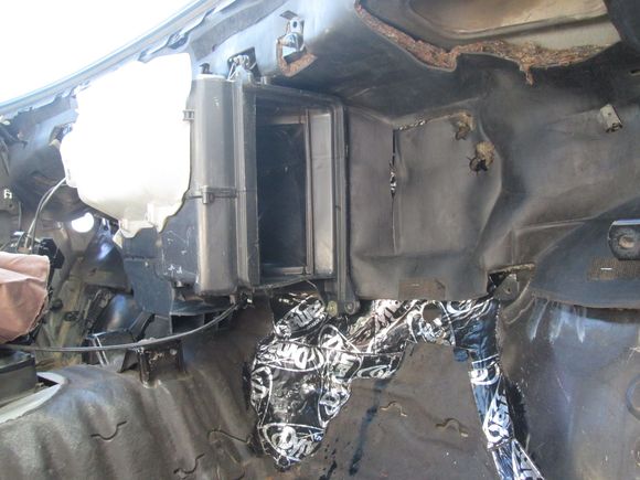 Heater core back in for good. Had to cut a relief in the mat to make way for the A/C unit but nothing serious.
Thanks for looking!
Justin