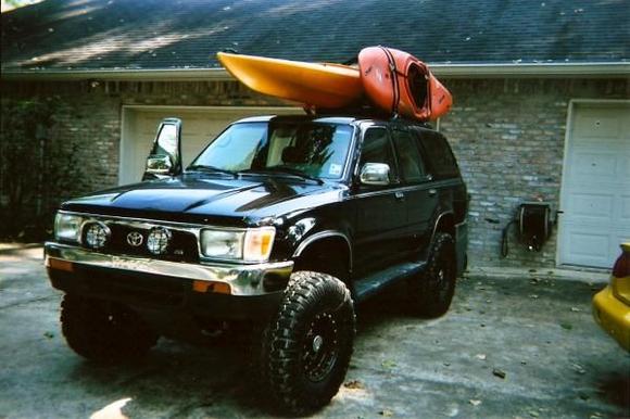 My rig with kayaks all tied up.