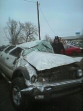 Brother rolled his Tacoma... got a scratch on his pinky... haha