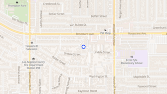 Map for Rosewood Apartments - Bellflower, CA