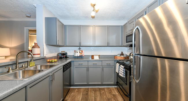 Classic Upgrade: Gray finish with Stainless Steel appliances, and updated lighting